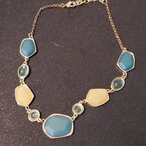 Gold Tone 16" Collar Style Necklace Plastic Panel